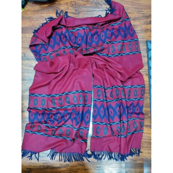 Forum Panco Tassel Poncho Shawl Cape Wraps Geometric Sweater Purple Women's - Picture 10 of 11